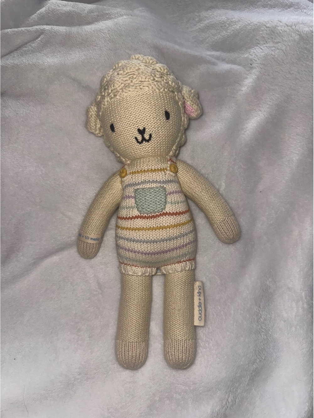 Cuddle + Kind Avery Lamb Knit Plush Doll Stuffed Animal Handmade Peru 20” NWOT